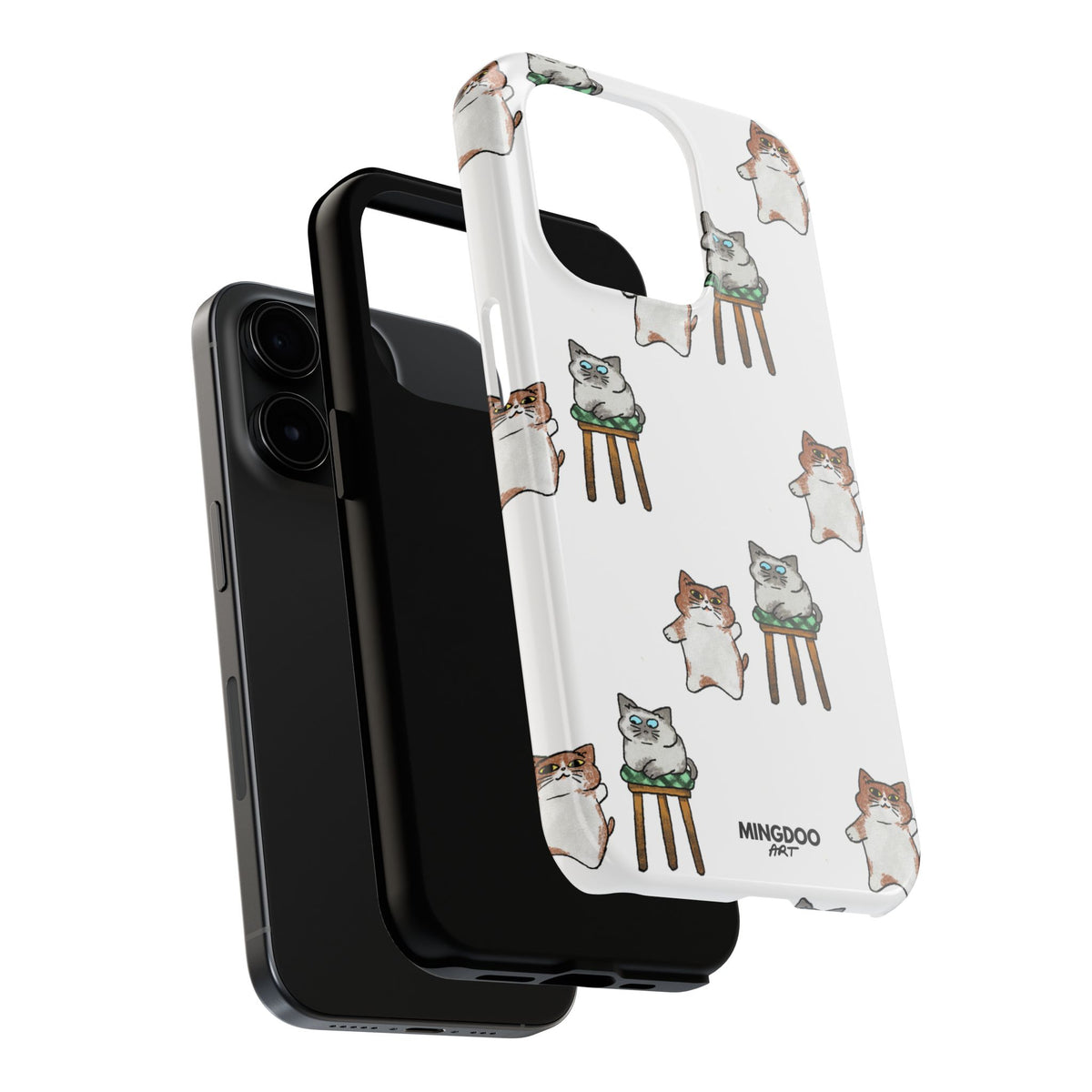 Two Cats, Zero Thoughts Pattern Tough Phone Case